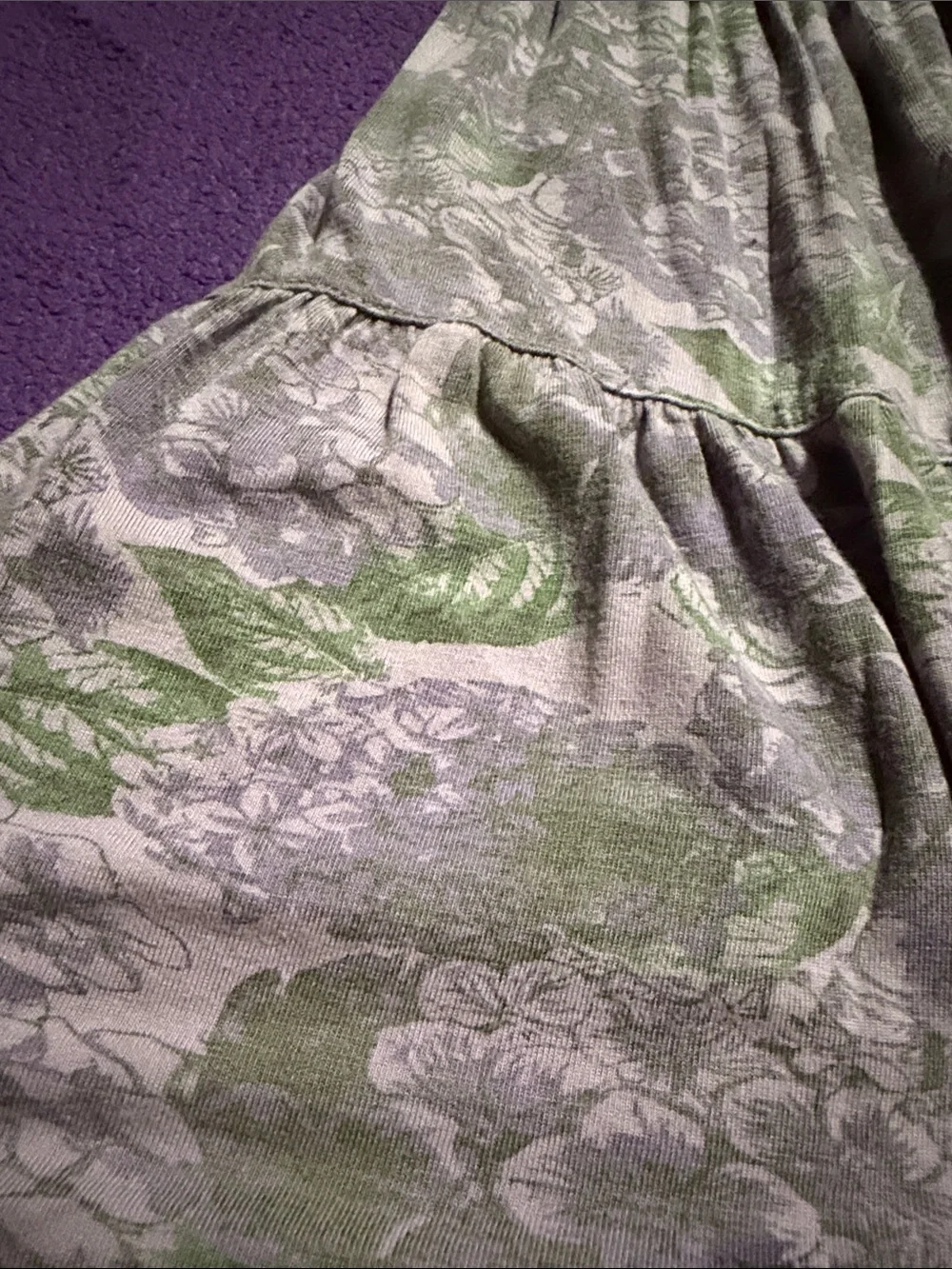 kate quinn Green & Gray Floral Tiered Sundress Skirt